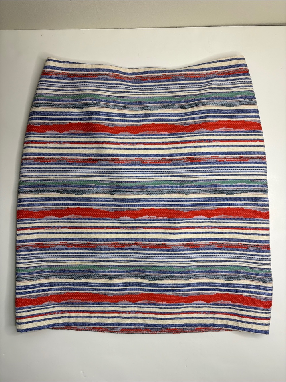 J. McLaughlin Multistripe Blue, Red & Cream Summer Skirt